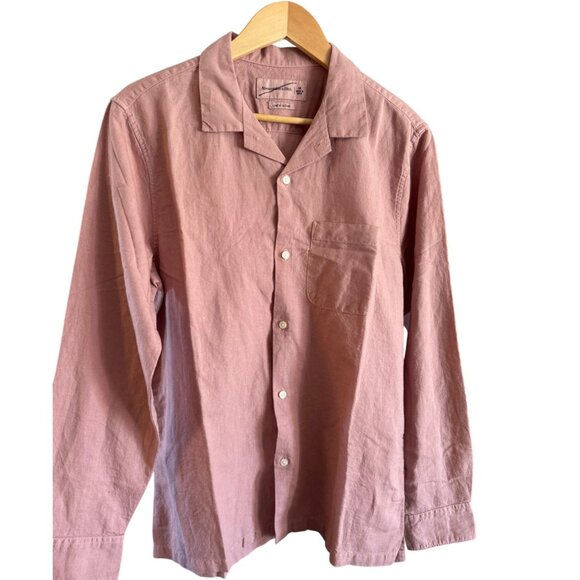Abercrombie & Fitch Pink Mens Shirt M Linen Blend Button-Up - Picture 1 of 8